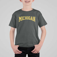 Michigan Fan T Shirt For Kid Yellow Bold Sport State Letters Game Day