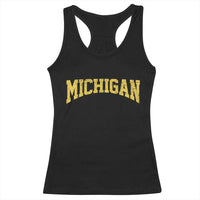 Michigan Fan Racerback Tank Top Yellow Bold Sport State Letters Game Day