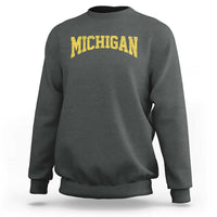 Michigan Fan Sweatshirt Yellow Bold Sport State Letters Game Day