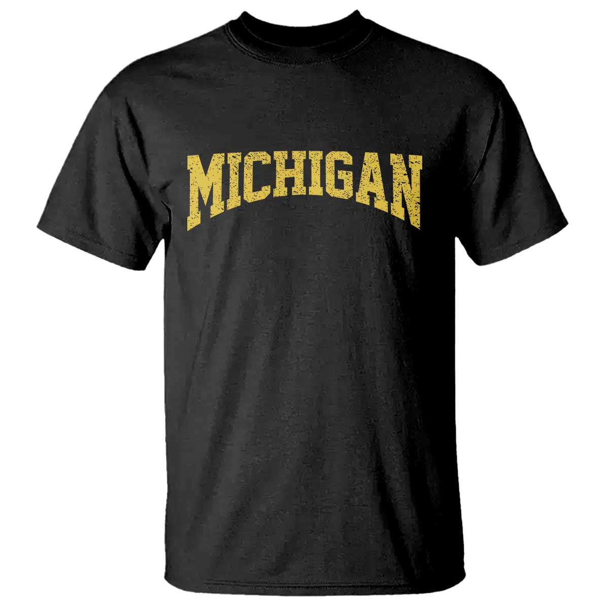 Michigan Fan T Shirt Yellow Bold Sport State Letters Game Day