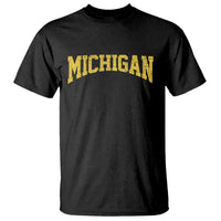 Michigan Fan T Shirt Yellow Bold Sport State Letters Game Day
