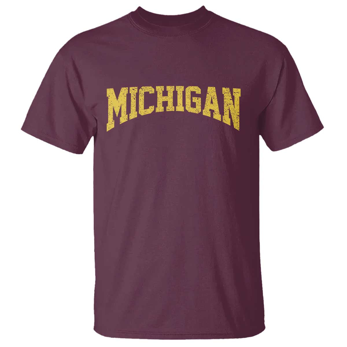 Michigan Fan T Shirt Yellow Bold Sport State Letters Game Day