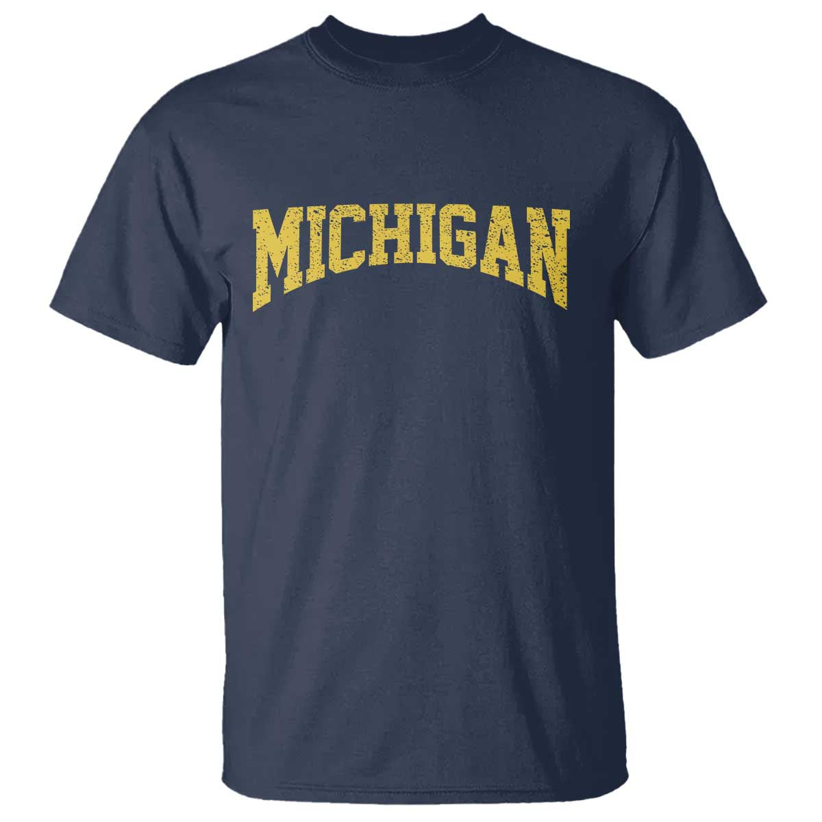 Michigan Fan T Shirt Yellow Bold Sport State Letters Game Day