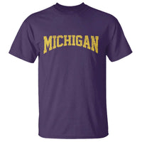 Michigan Fan T Shirt Yellow Bold Sport State Letters Game Day