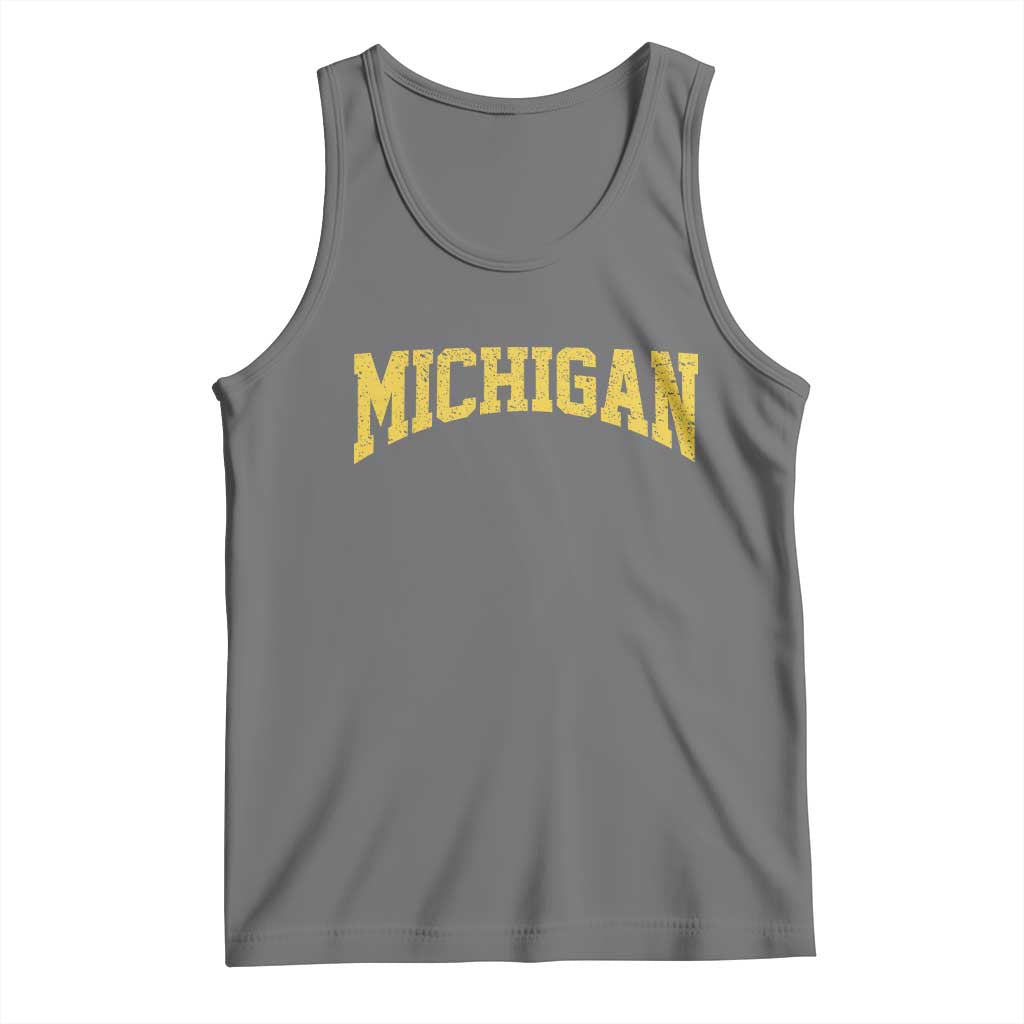 Michigan Fan Tank Top Yellow Bold Sport State Letters Game Day