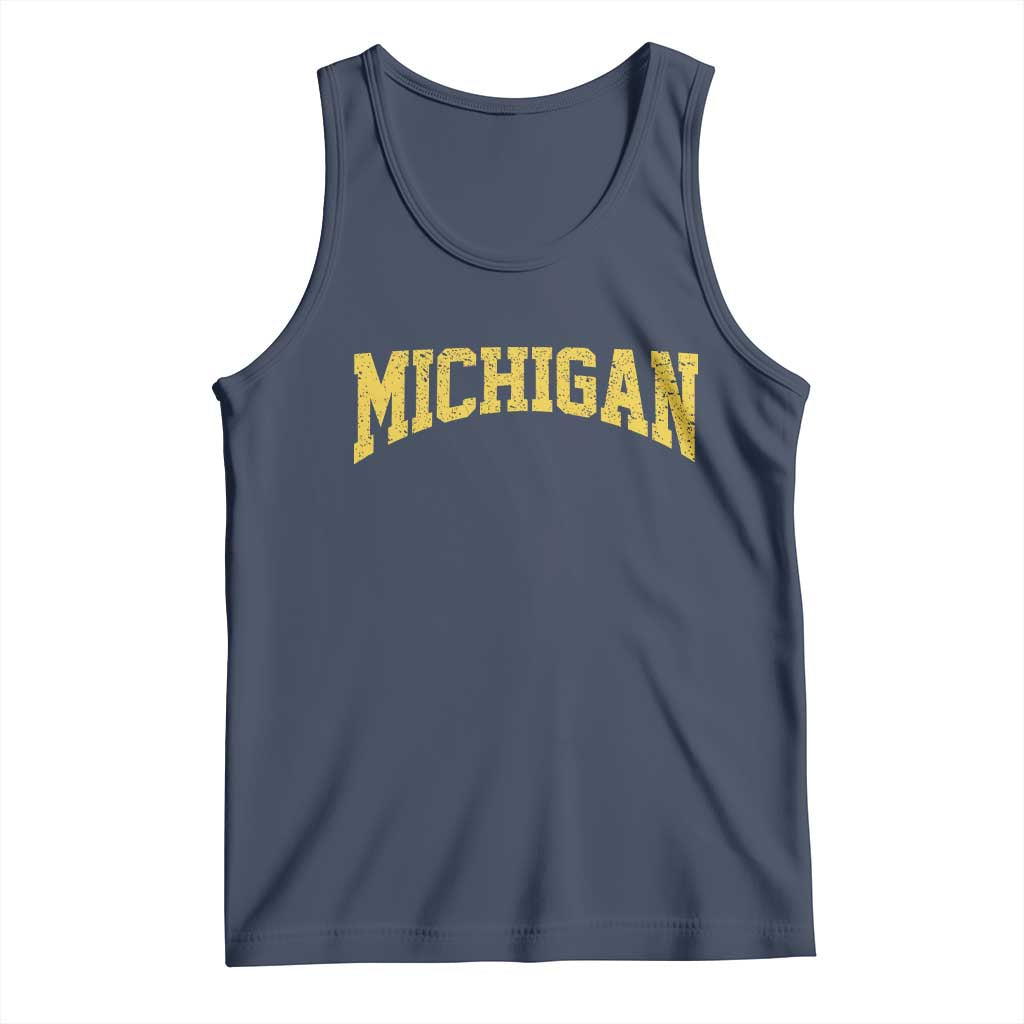 Michigan Fan Tank Top Yellow Bold Sport State Letters Game Day