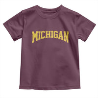 Michigan Fan Toddler T Shirt Yellow Bold Sport State Letters Game Day