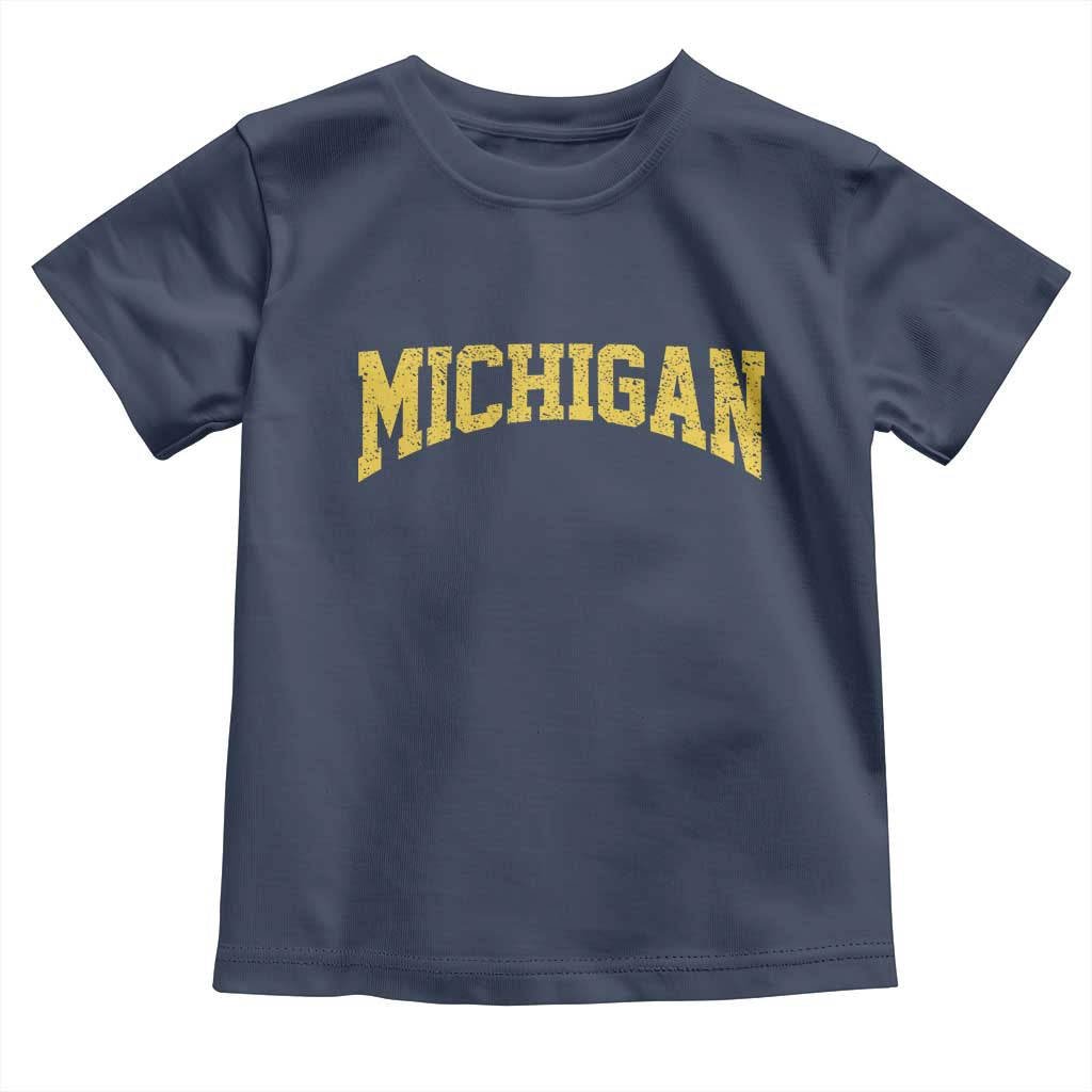 Michigan Fan Toddler T Shirt Yellow Bold Sport State Letters Game Day