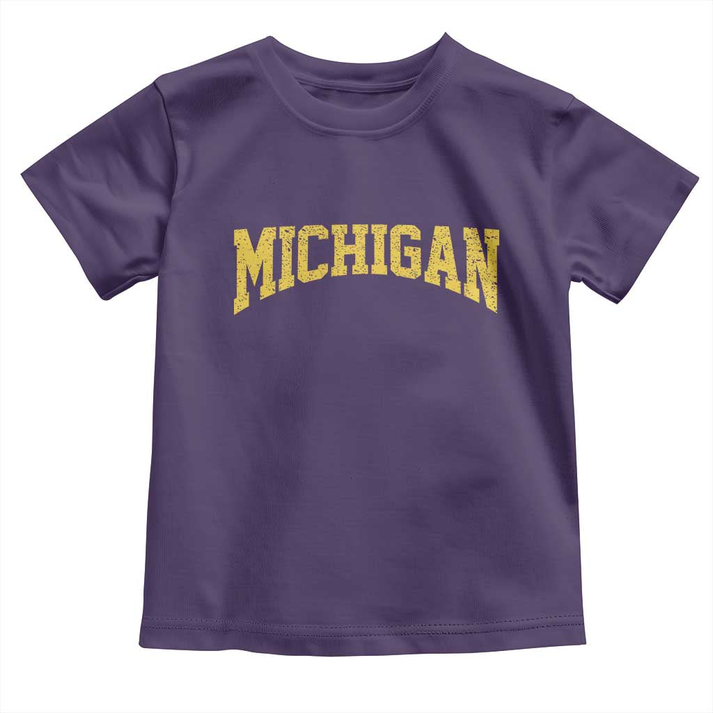 Michigan Fan Toddler T Shirt Yellow Bold Sport State Letters Game Day