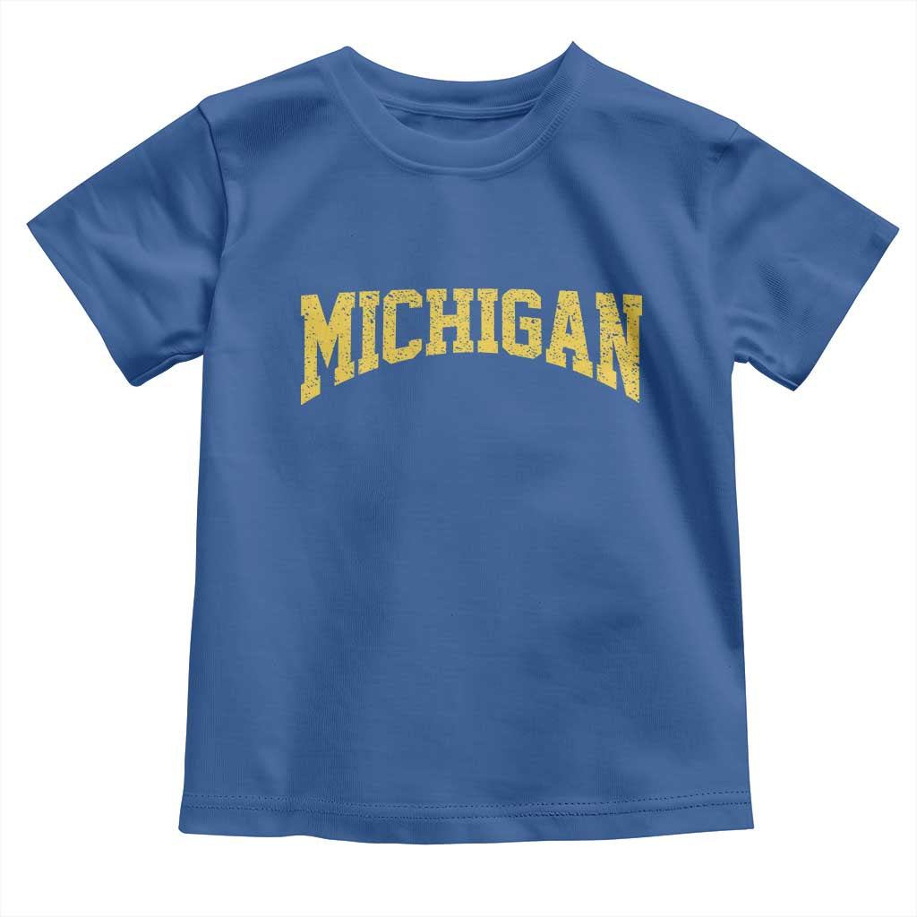 Michigan Fan Toddler T Shirt Yellow Bold Sport State Letters Game Day