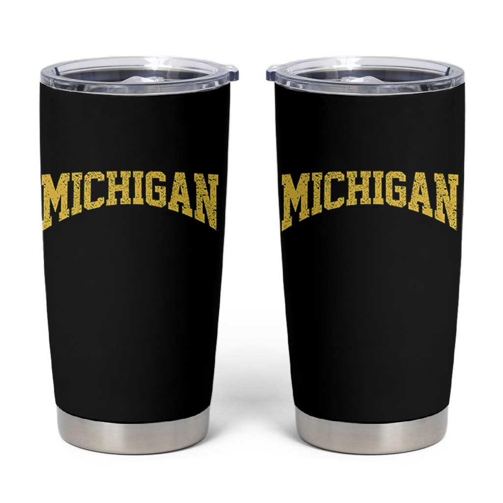 Michigan Fan Tumbler Cup Yellow Bold Sport State Letters Game Day