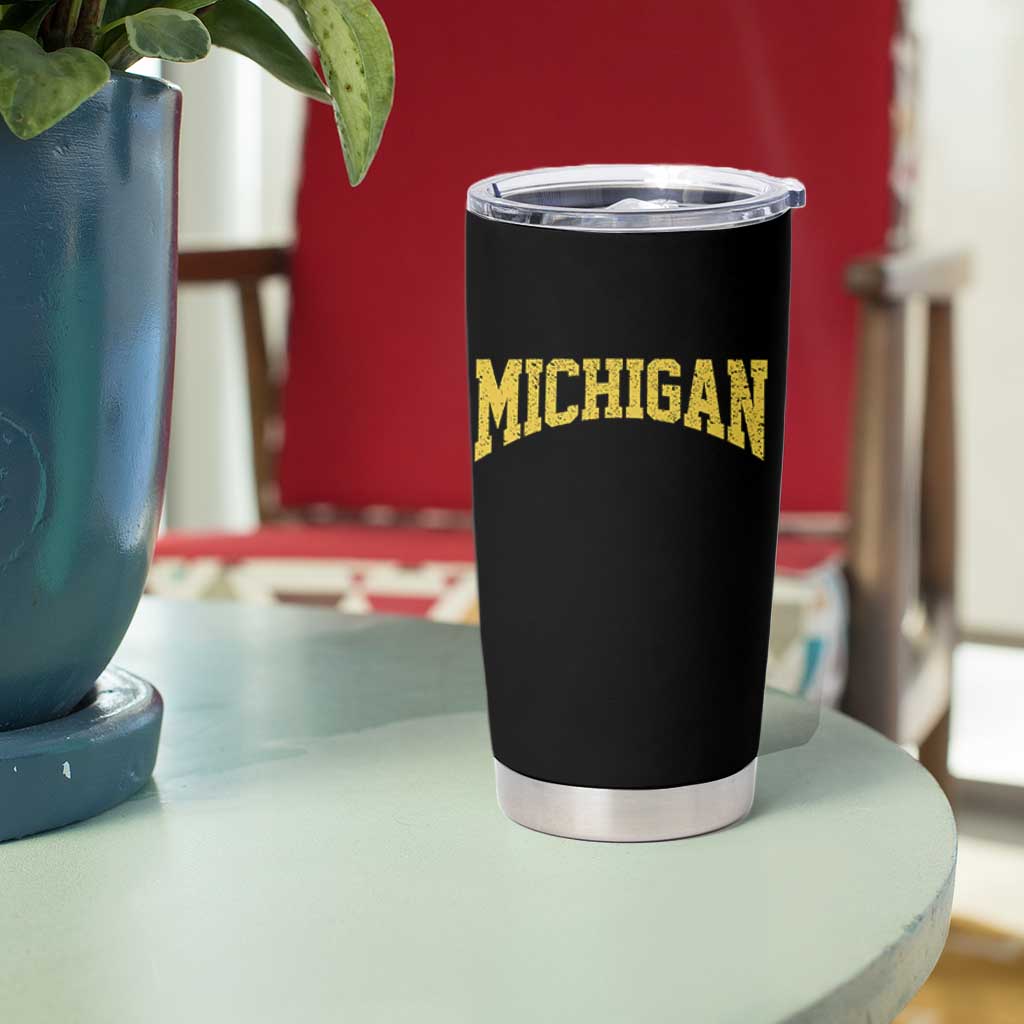 Michigan Fan Tumbler Cup Yellow Bold Sport State Letters Game Day