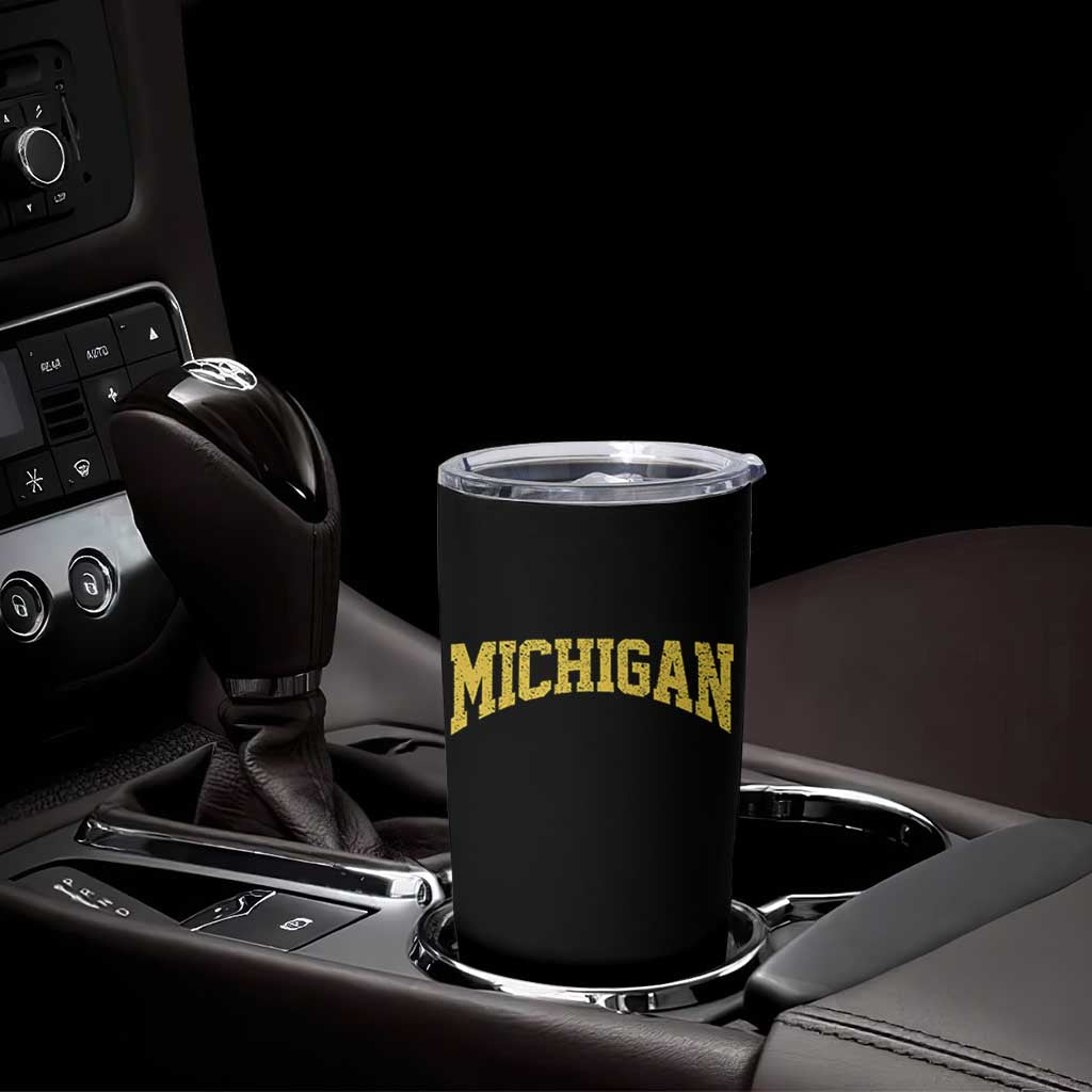 Michigan Fan Tumbler Cup Yellow Bold Sport State Letters Game Day