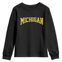 Michigan Fan Youth Sweatshirt Yellow Bold Sport State Letters Game Day