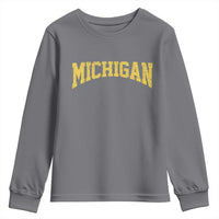 Michigan Fan Youth Sweatshirt Yellow Bold Sport State Letters Game Day