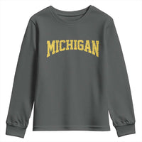 Michigan Fan Youth Sweatshirt Yellow Bold Sport State Letters Game Day