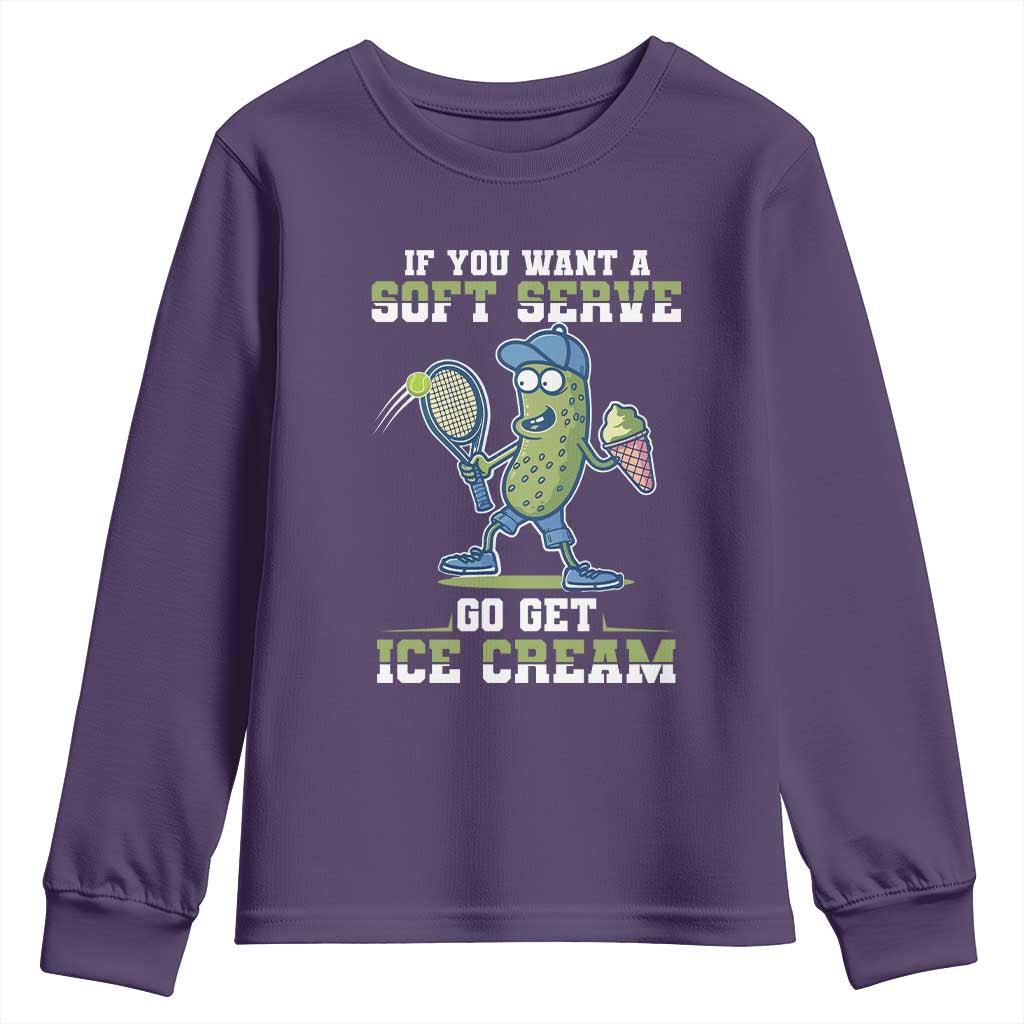 Funny Pickeball Youth Sweatshirt If You Want A Soft Serve Go Get Ice Cream Paddle - Wonder Print Shop