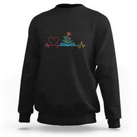 Floral Book Sweatshirt Literature Heart For Books Lover - Wonder Print Shop