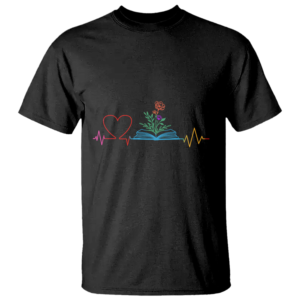 Floral Book T Shirt Literature Heart For Books Lover - Wonder Print Shop