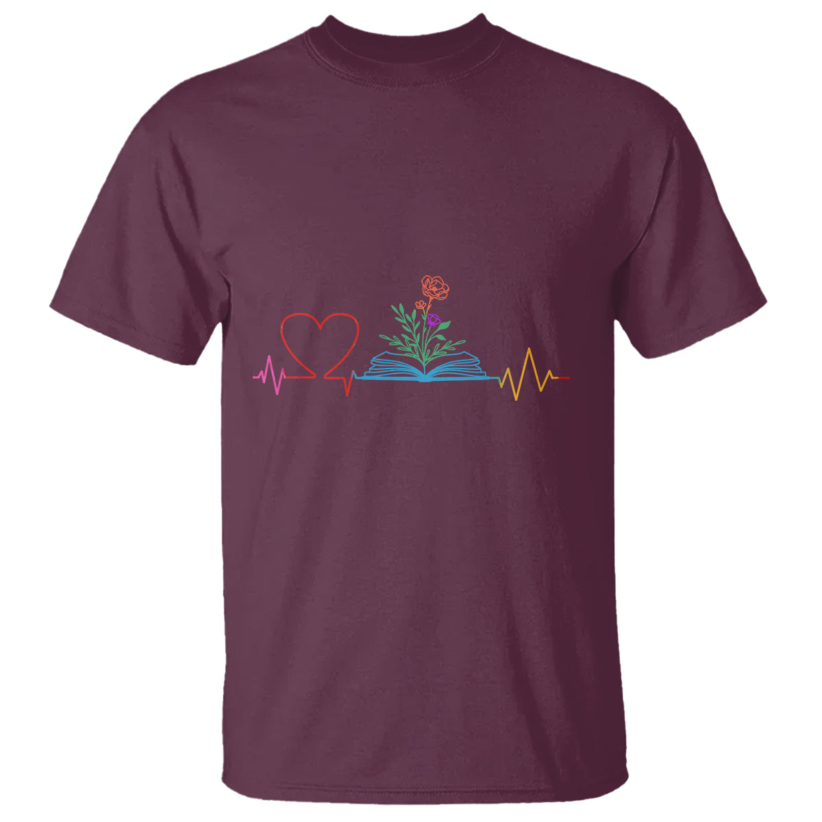 Floral Book T Shirt Literature Heart For Books Lover - Wonder Print Shop