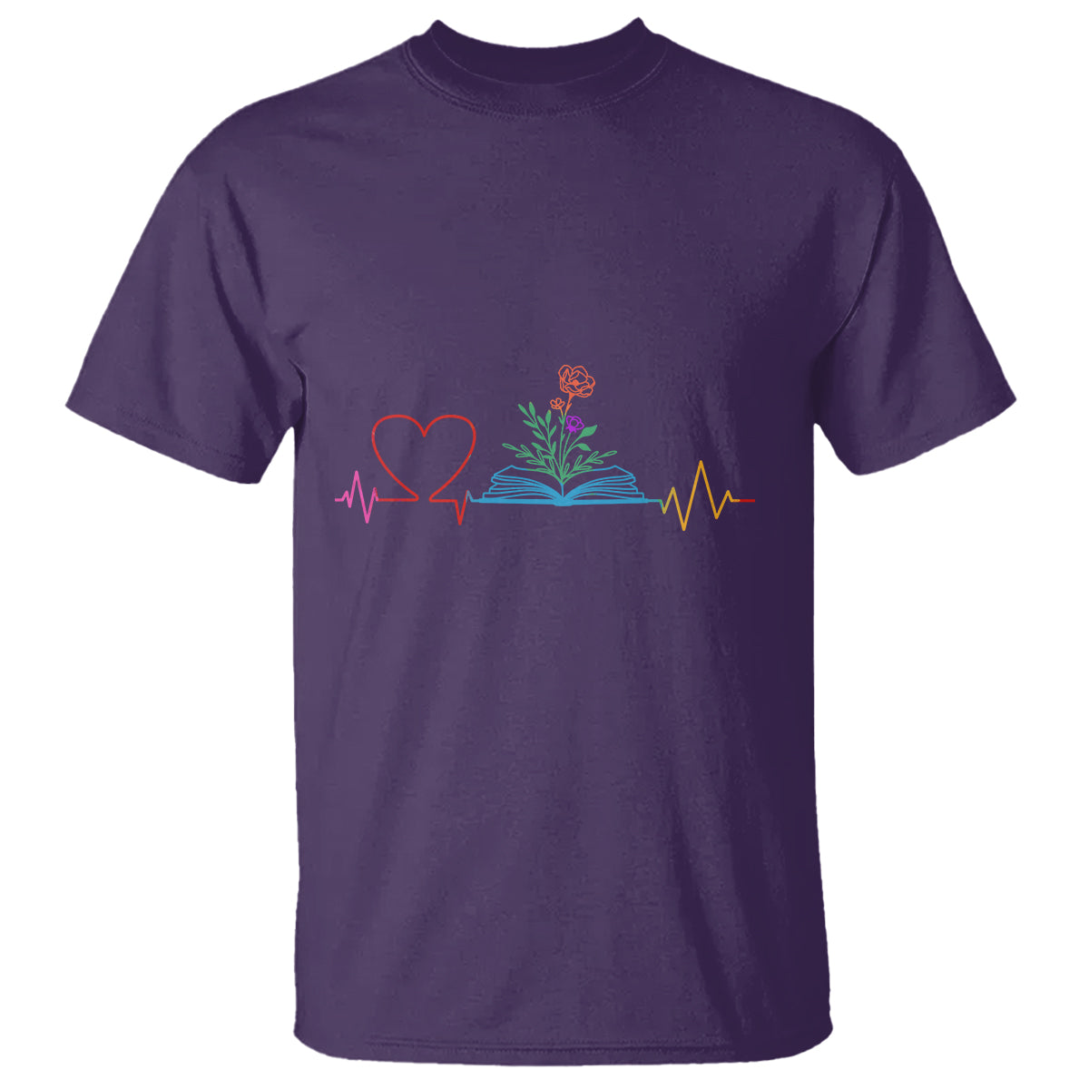 Floral Book T Shirt Literature Heart For Books Lover - Wonder Print Shop