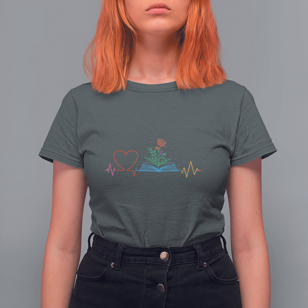 Floral Book T Shirt For Women Literature Heart For Books Lover - Wonder Print Shop