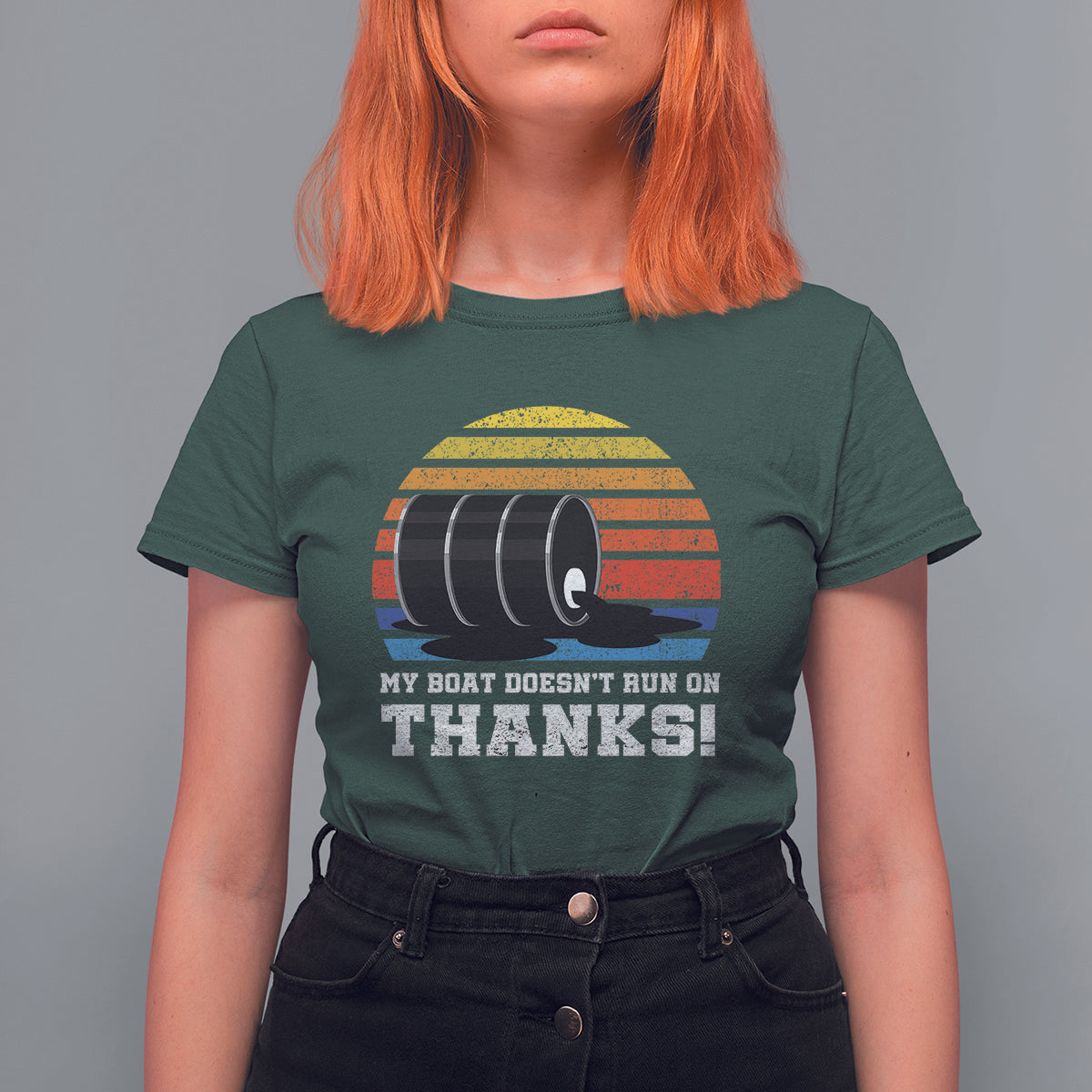Funny Watercraft T Shirt For Women My Boat Doesn't Run On Thanks Expensive Gas Joke - Wonder Print Shop