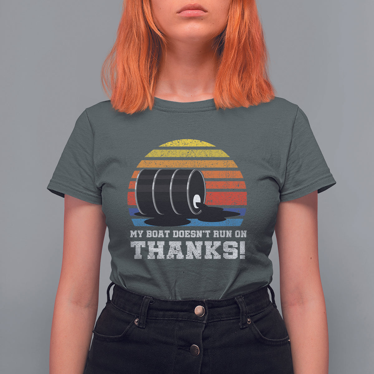 Funny Watercraft T Shirt For Women My Boat Doesn't Run On Thanks Expensive Gas Joke - Wonder Print Shop