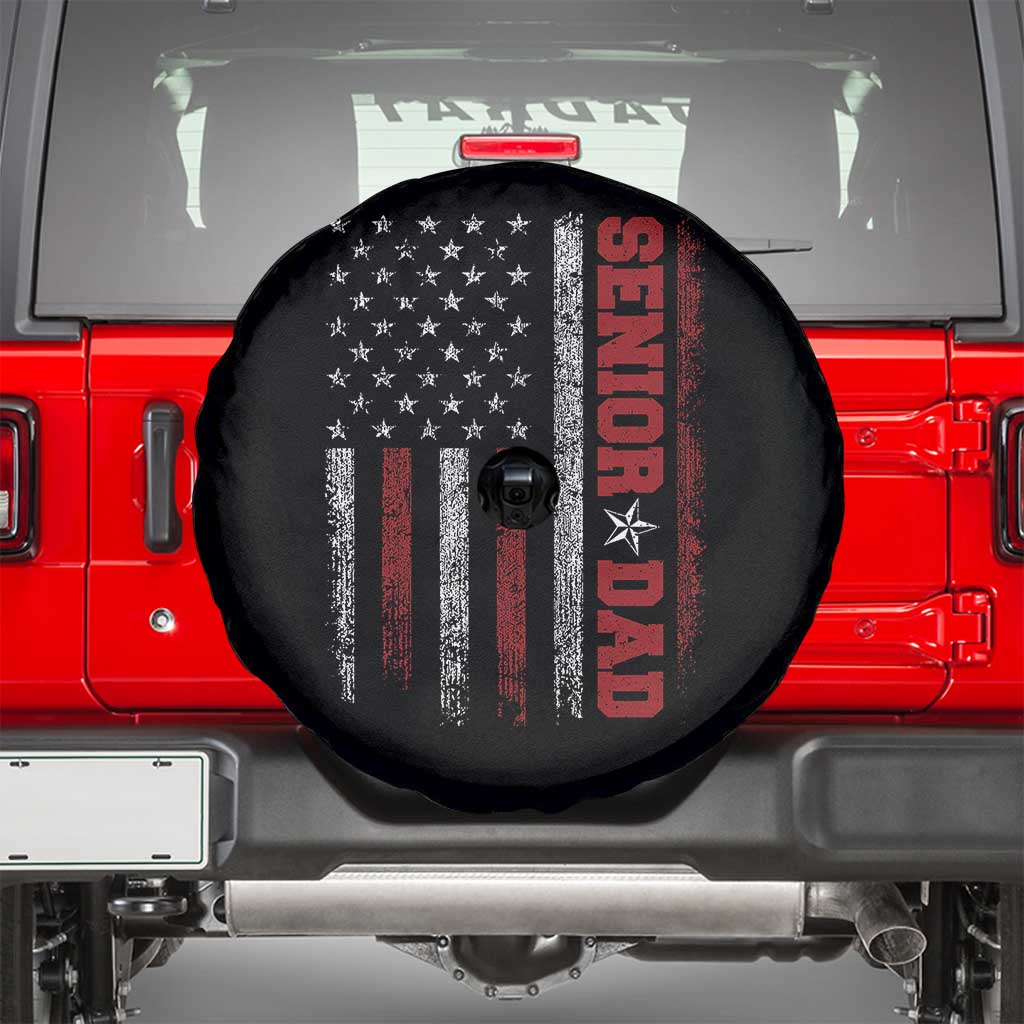 Senior Dad Spare Tire Cover Graduate Proud Dad Class of 2025 Vintage American Flag