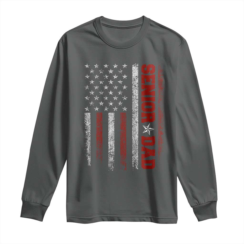 Senior Dad Long Sleeve Shirt Graduate Proud Dad Class of 2025 Vintage American Flag