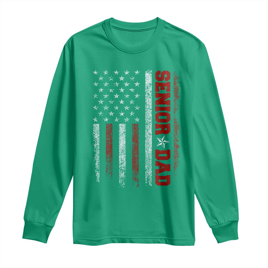 Senior Dad Long Sleeve Shirt Graduate Proud Dad Class of 2025 Vintage American Flag