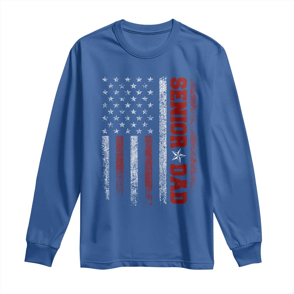 Senior Dad Long Sleeve Shirt Graduate Proud Dad Class of 2025 Vintage American Flag