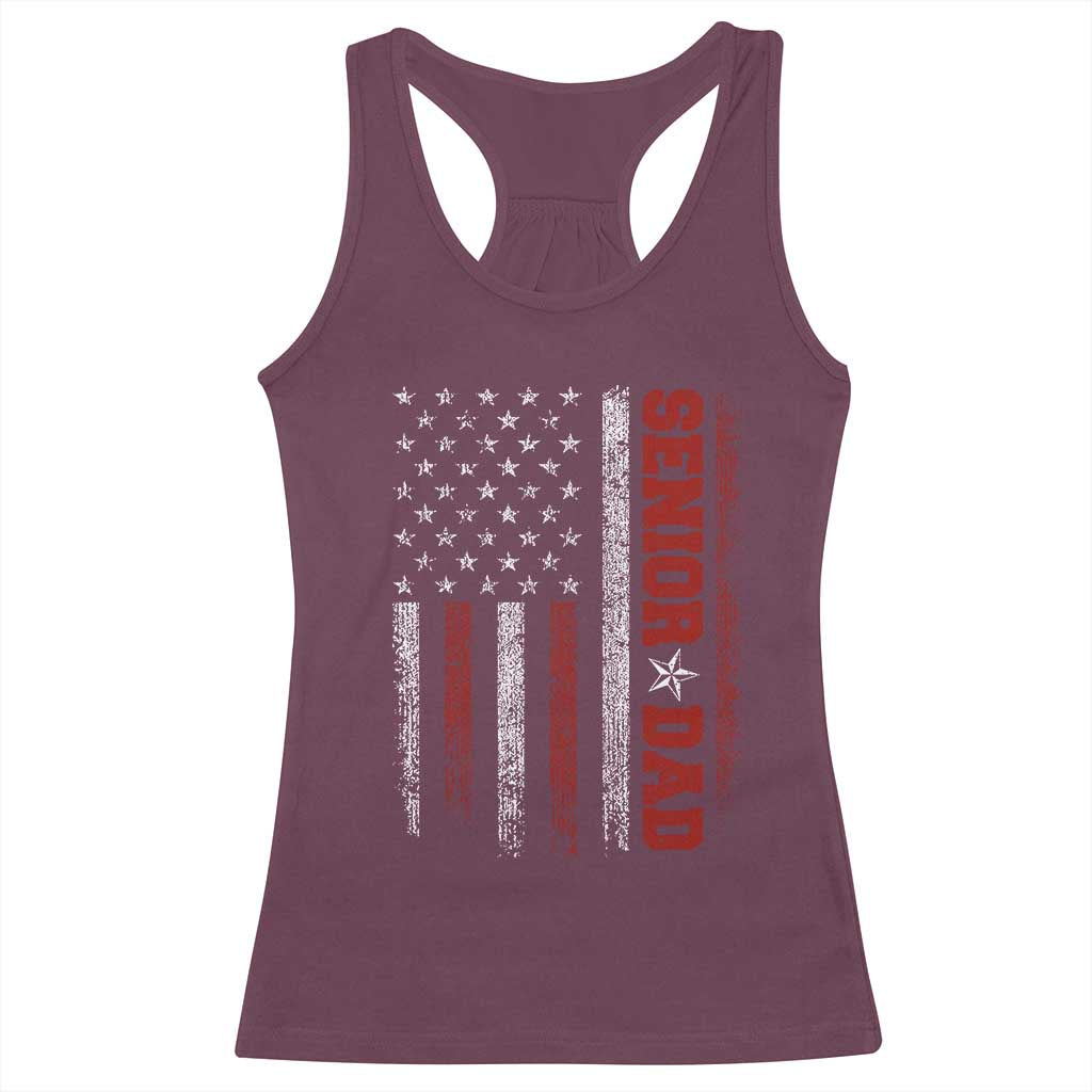 Senior Dad Racerback Tank Top Graduate Proud Dad Class of 2025 Vintage American Flag