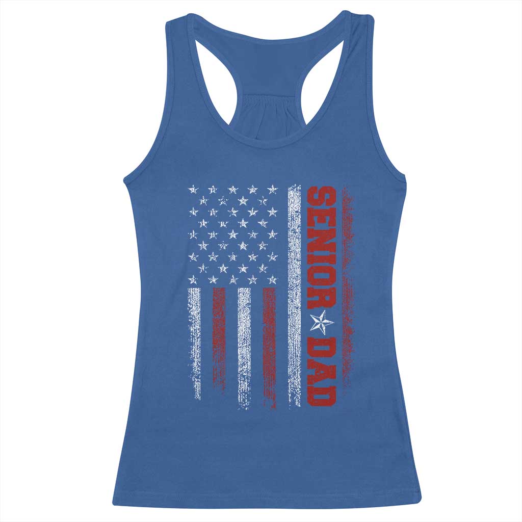 Senior Dad Racerback Tank Top Graduate Proud Dad Class of 2025 Vintage American Flag