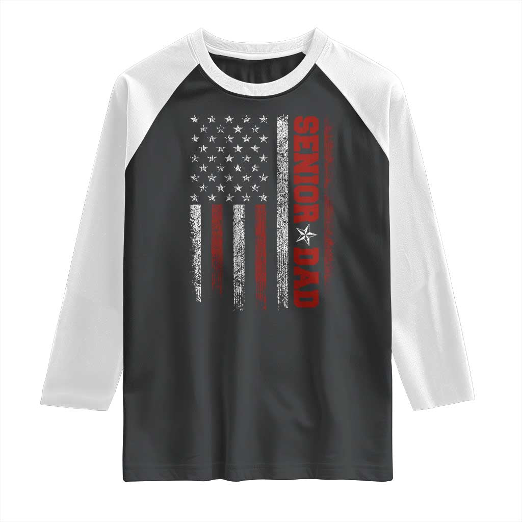 Senior Dad Raglan Shirt Graduate Proud Dad Class of 2025 Vintage American Flag
