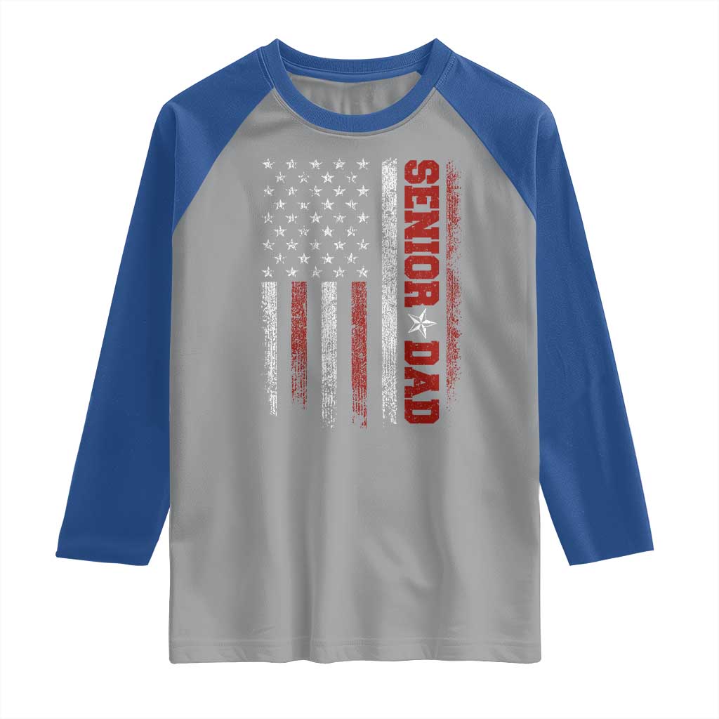 Senior Dad Raglan Shirt Graduate Proud Dad Class of 2025 Vintage American Flag