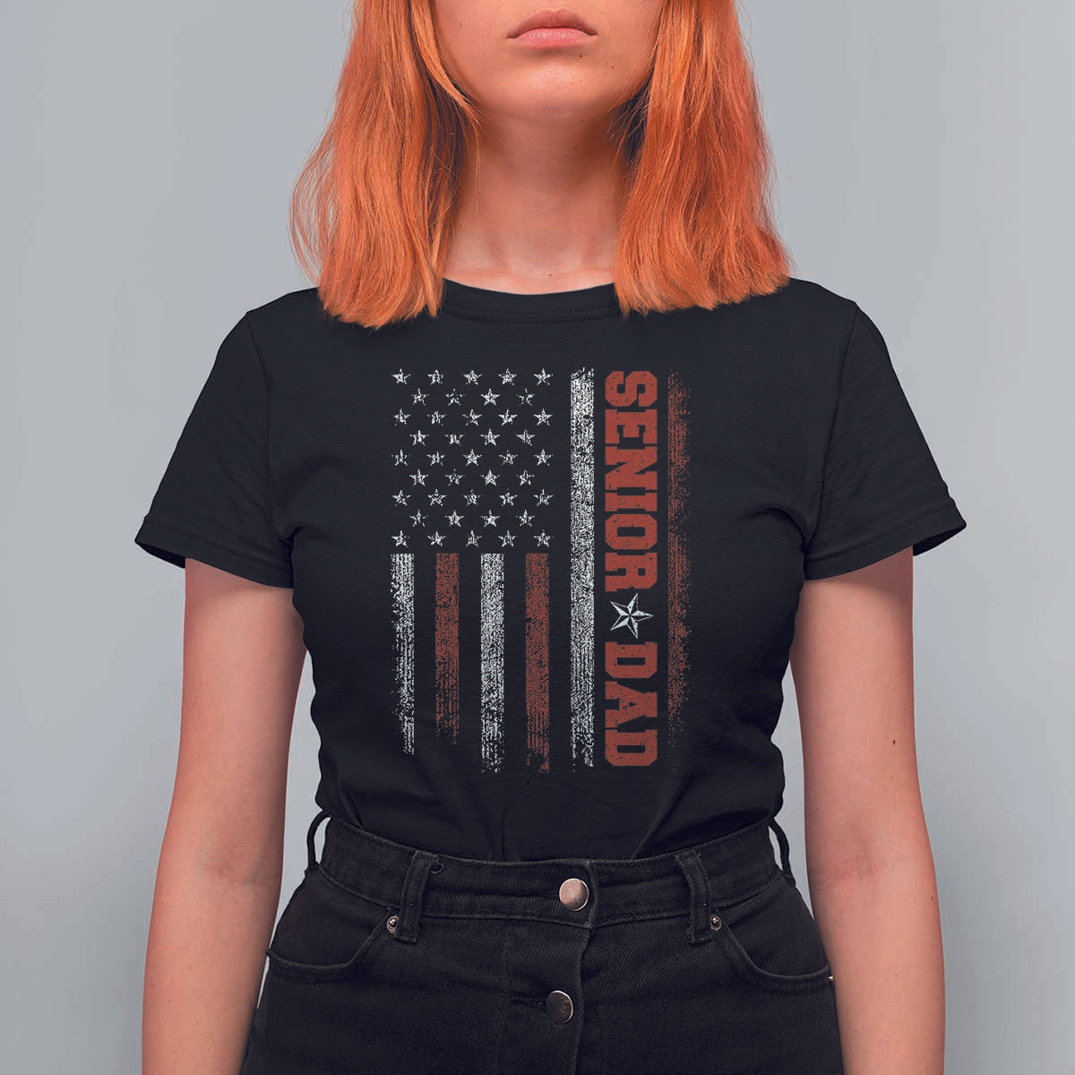 Senior Dad T Shirt For Women Graduate Proud Dad Class of 2025 Vintage American Flag