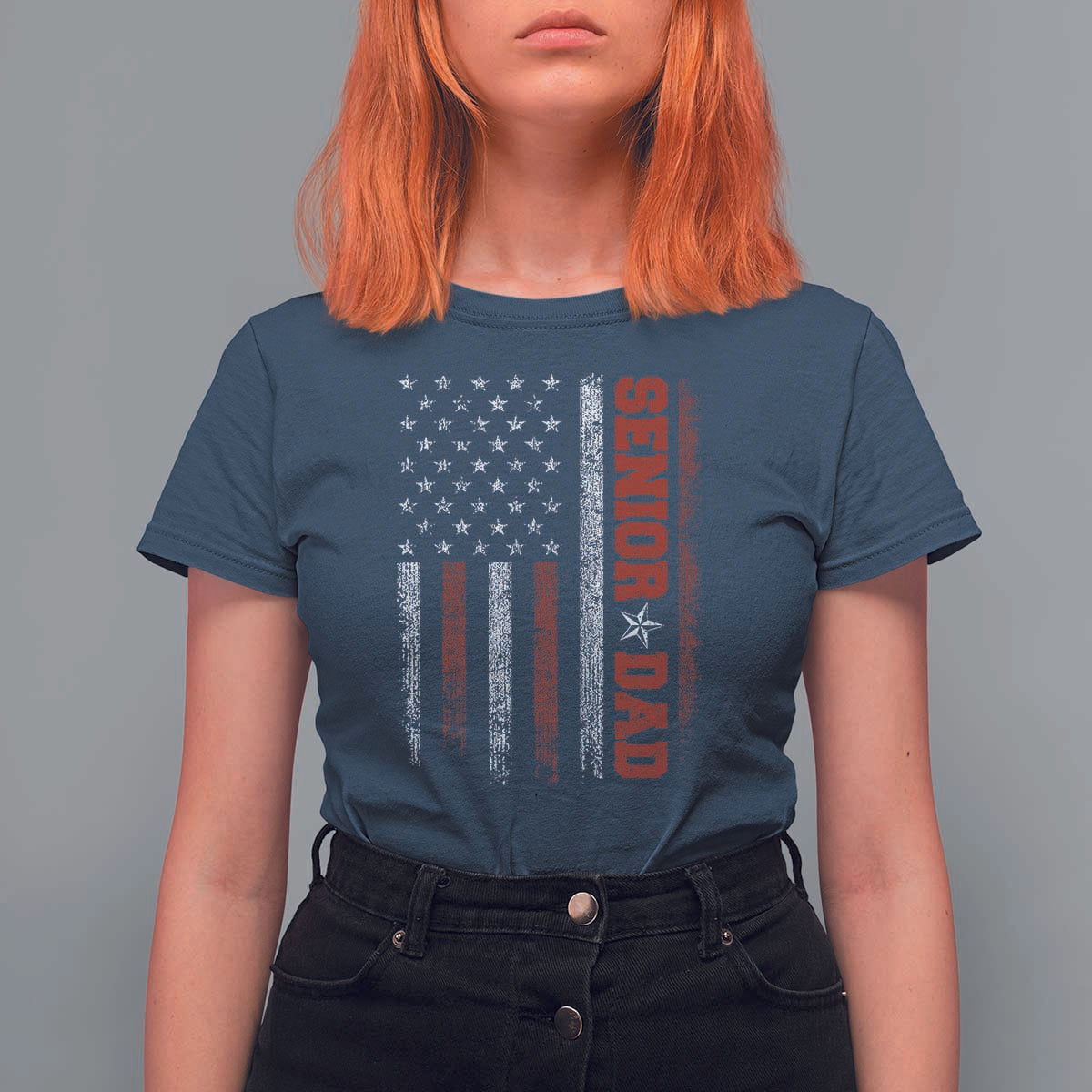 Senior Dad T Shirt For Women Graduate Proud Dad Class of 2025 Vintage American Flag