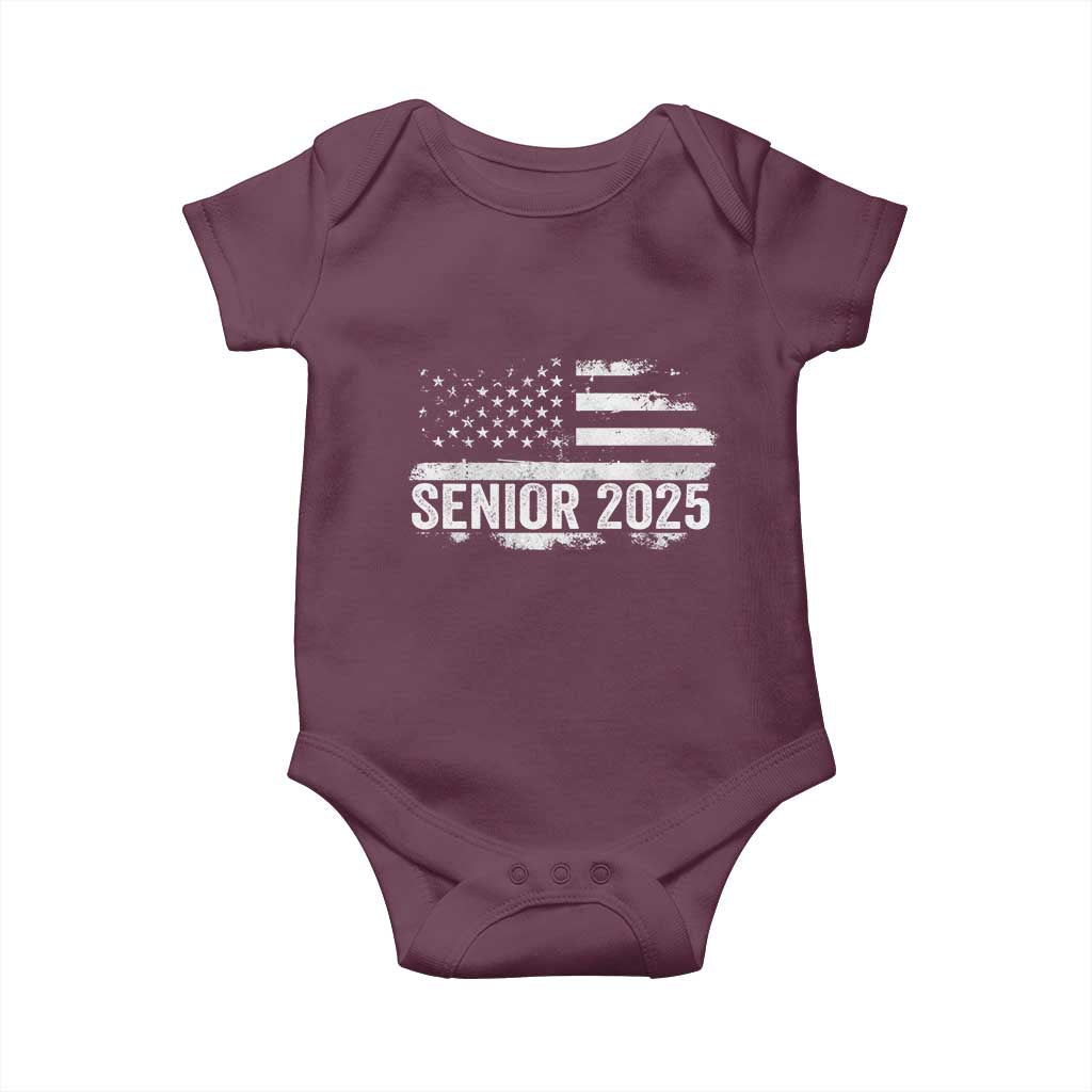 Senior 2025 Graduation Baby Onesie Class Of 2025 Vintage American Flag
