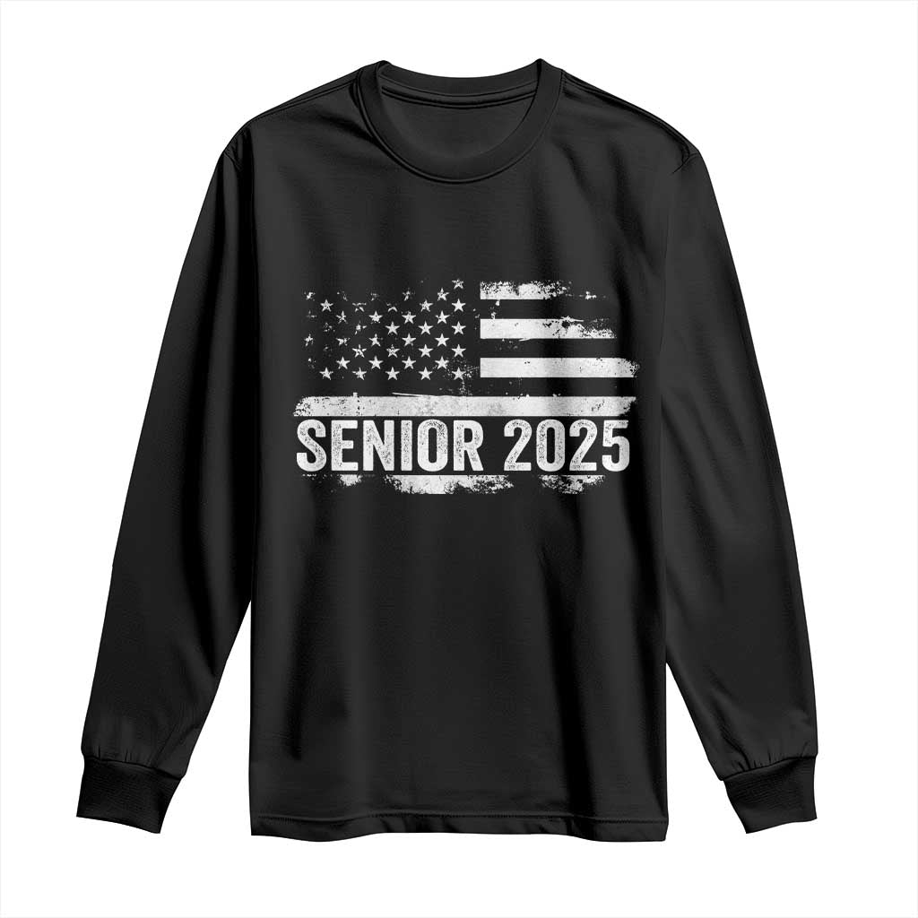 Senior 2025 Graduation Long Sleeve Shirt Class Of 2025 Vintage American Flag