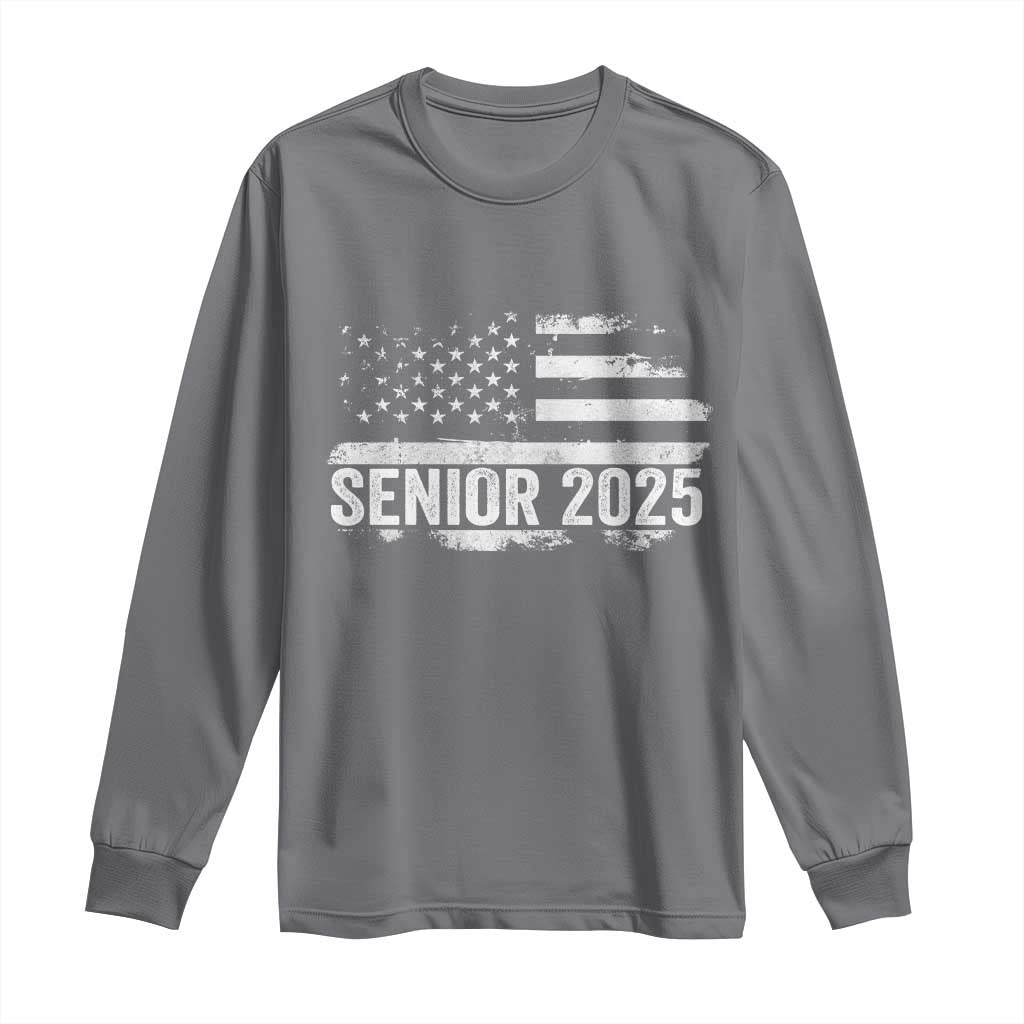 Senior 2025 Graduation Long Sleeve Shirt Class Of 2025 Vintage American Flag