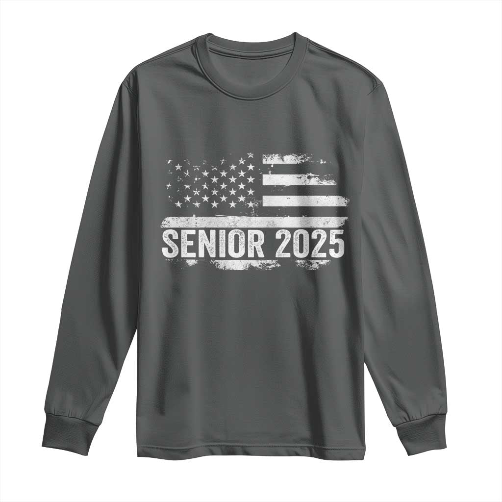 Senior 2025 Graduation Long Sleeve Shirt Class Of 2025 Vintage American Flag