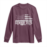 Senior 2025 Graduation Long Sleeve Shirt Class Of 2025 Vintage American Flag