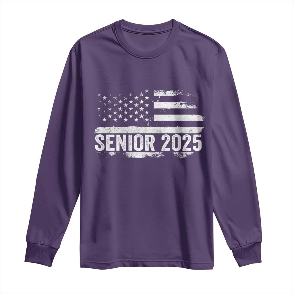 Senior 2025 Graduation Long Sleeve Shirt Class Of 2025 Vintage American Flag