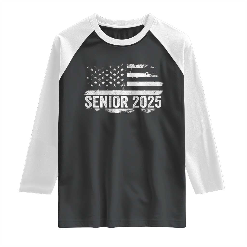Senior 2025 Graduation Raglan Shirt Class Of 2025 Vintage American Flag