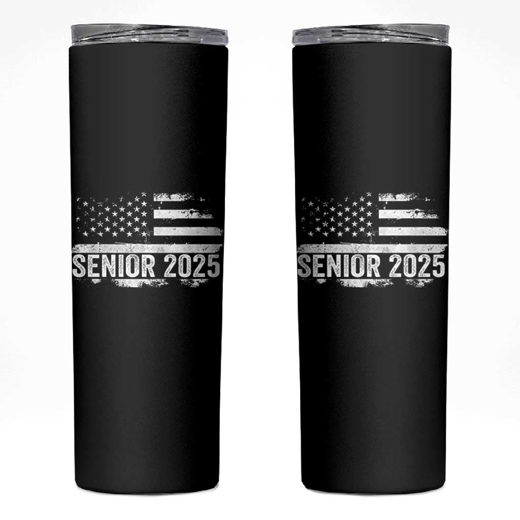 Senior 2025 Graduation Skinny Tumbler Class Of 2025 Vintage American Flag