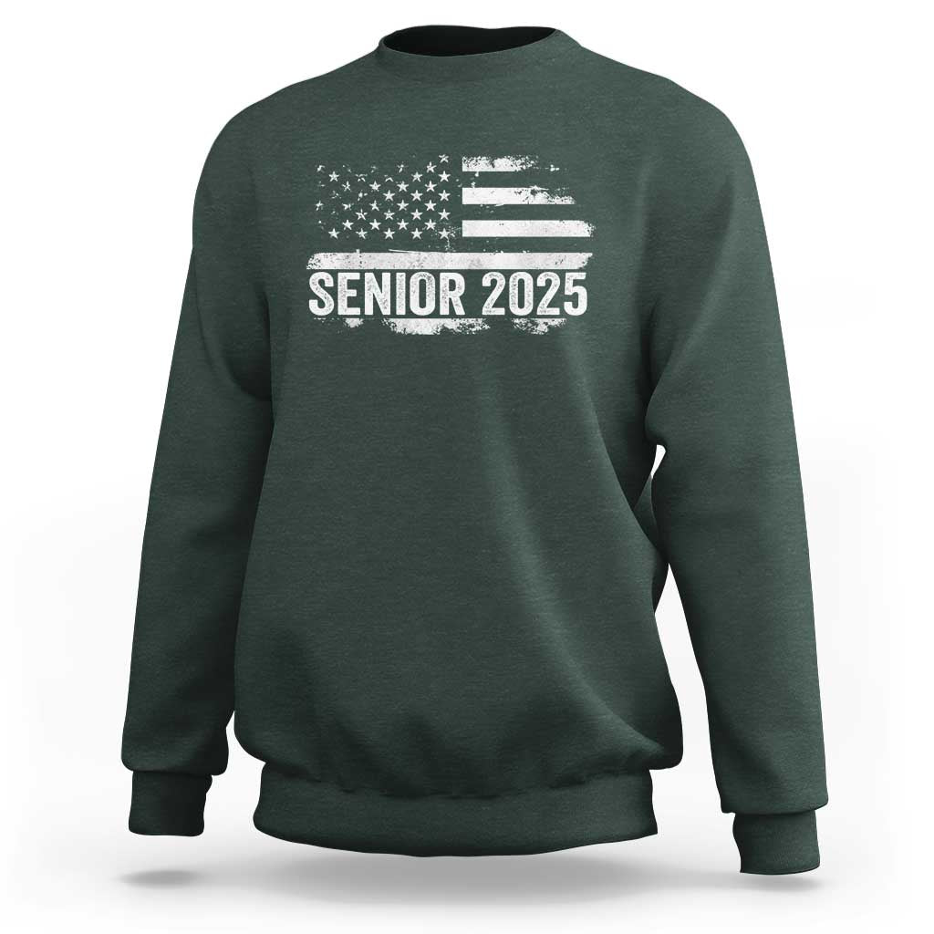 Senior 2025 Graduation Sweatshirt Class Of 2025 Vintage American Flag