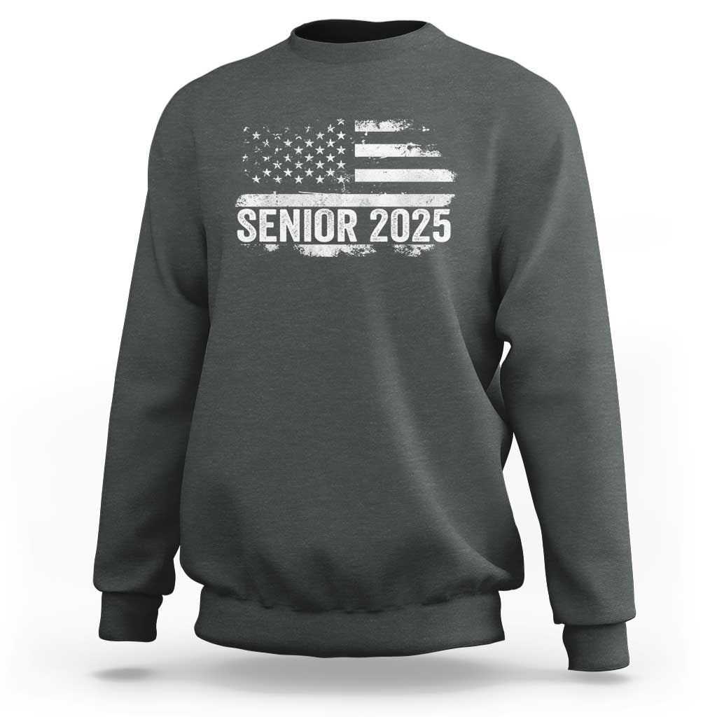 Senior 2025 Graduation Sweatshirt Class Of 2025 Vintage American Flag