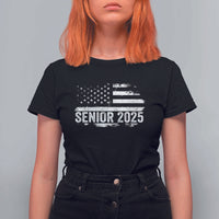 Senior 2025 Graduation T Shirt For Women Class Of 2025 Vintage American Flag