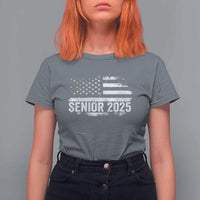Senior 2025 Graduation T Shirt For Women Class Of 2025 Vintage American Flag